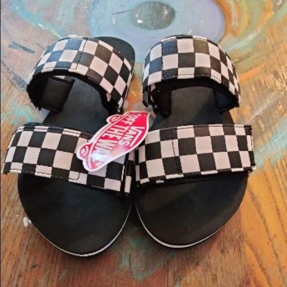 Classic Vans Checkerboard Slides in Black and White Women’s size  5 brand